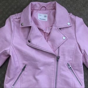 Zara pink leather jacket